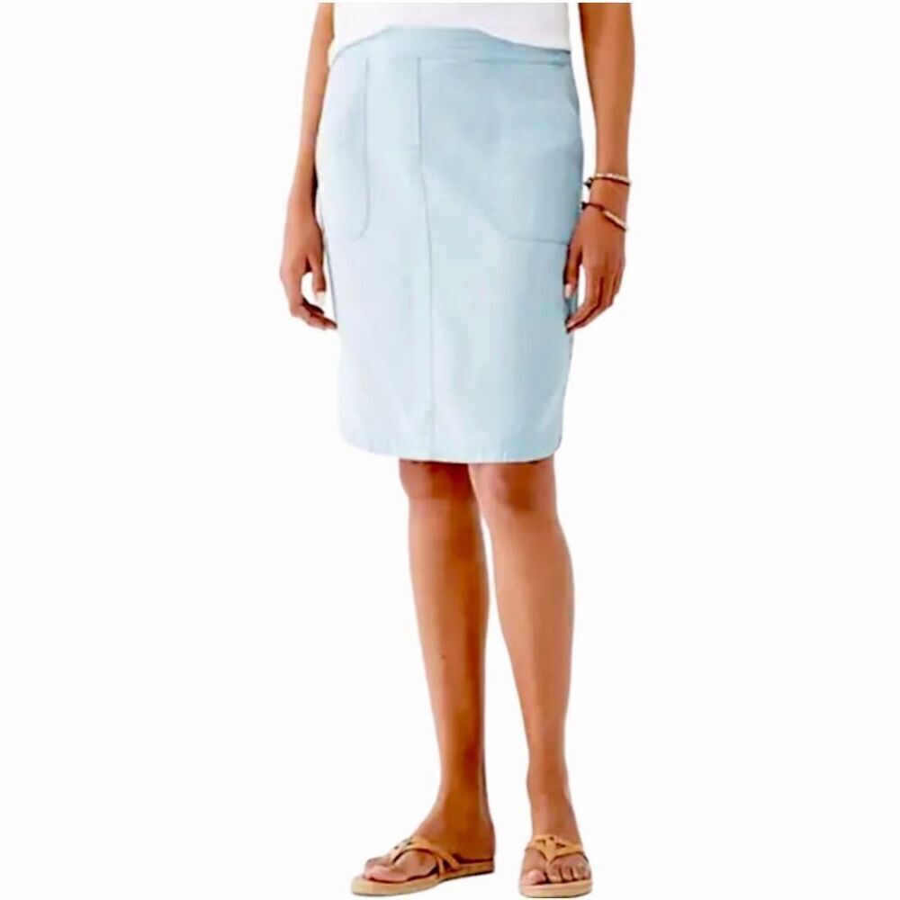 ✨J Jill light Denim Lyocell Tencel Blend Sz XS Skirt Pockets Pull-on Baby Blue✨